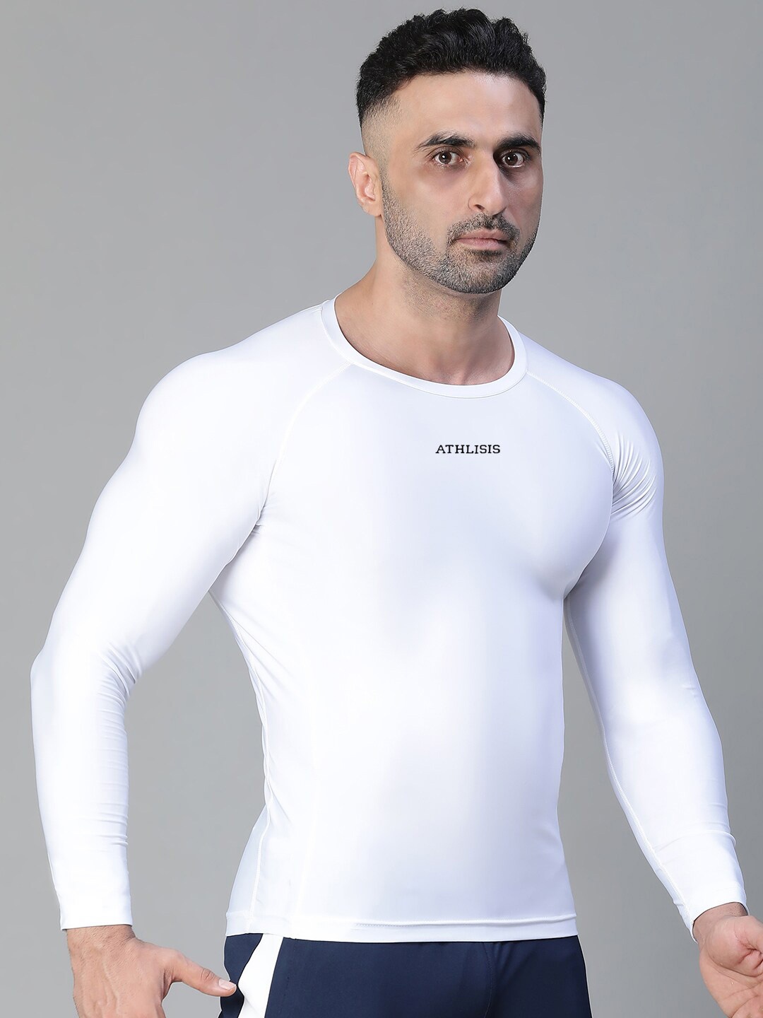 ATHLISIS Anti Odour Long Sleeves Compression Sport T-shirt, White