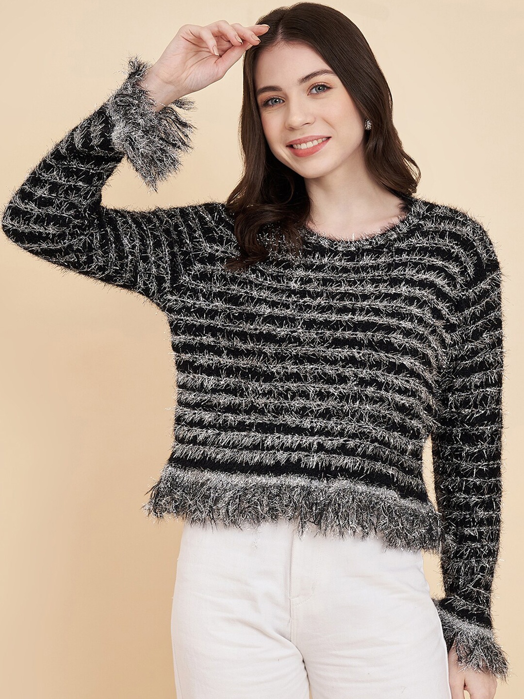 

Chemistry Striped Woollen Pullover, Black