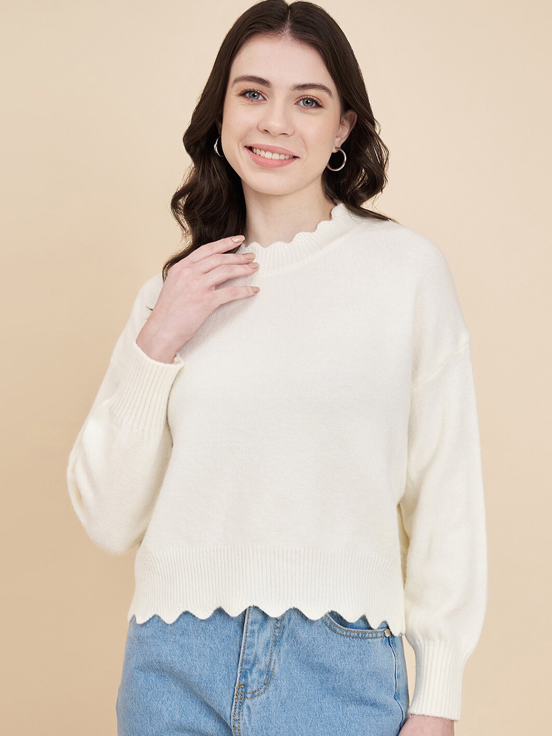 

Chemistry Ribbed Woollen Pullover, Cream