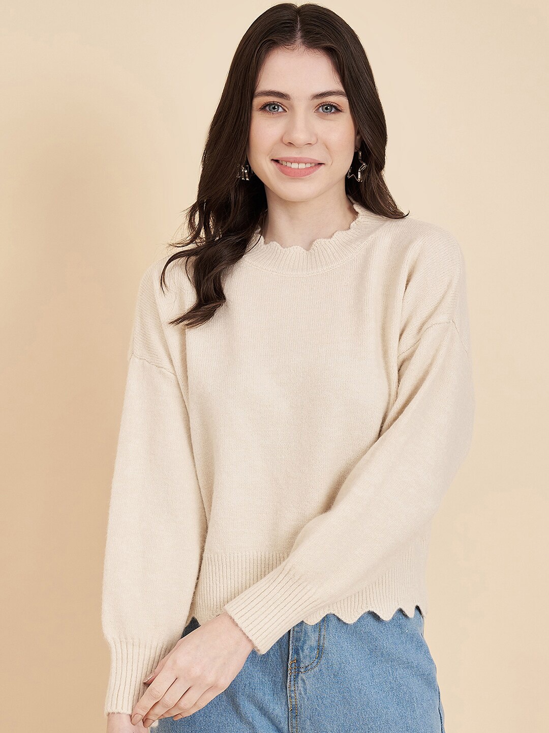 Chemistry Woollen Pullover Sweater, Beige