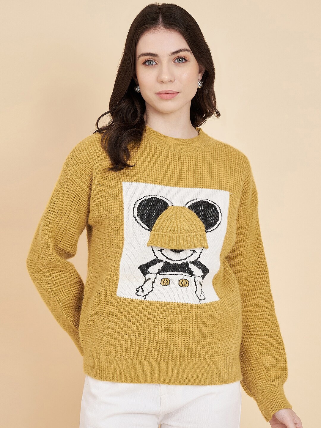 

Chemistry Graphic Printed Woollen Pullover, Mustard