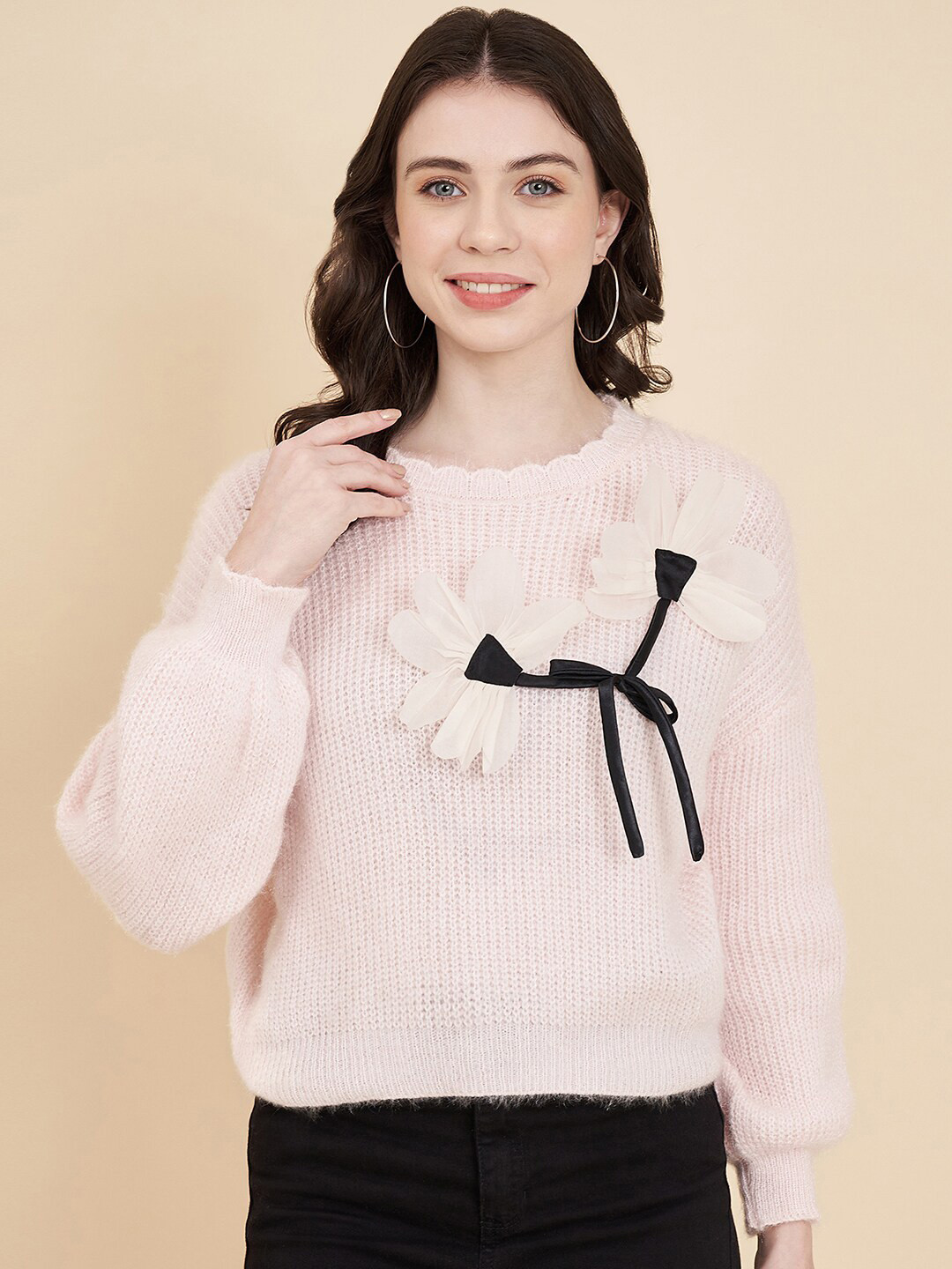 

Chemistry Self Designed Round Neck Woollen Pullover, Peach