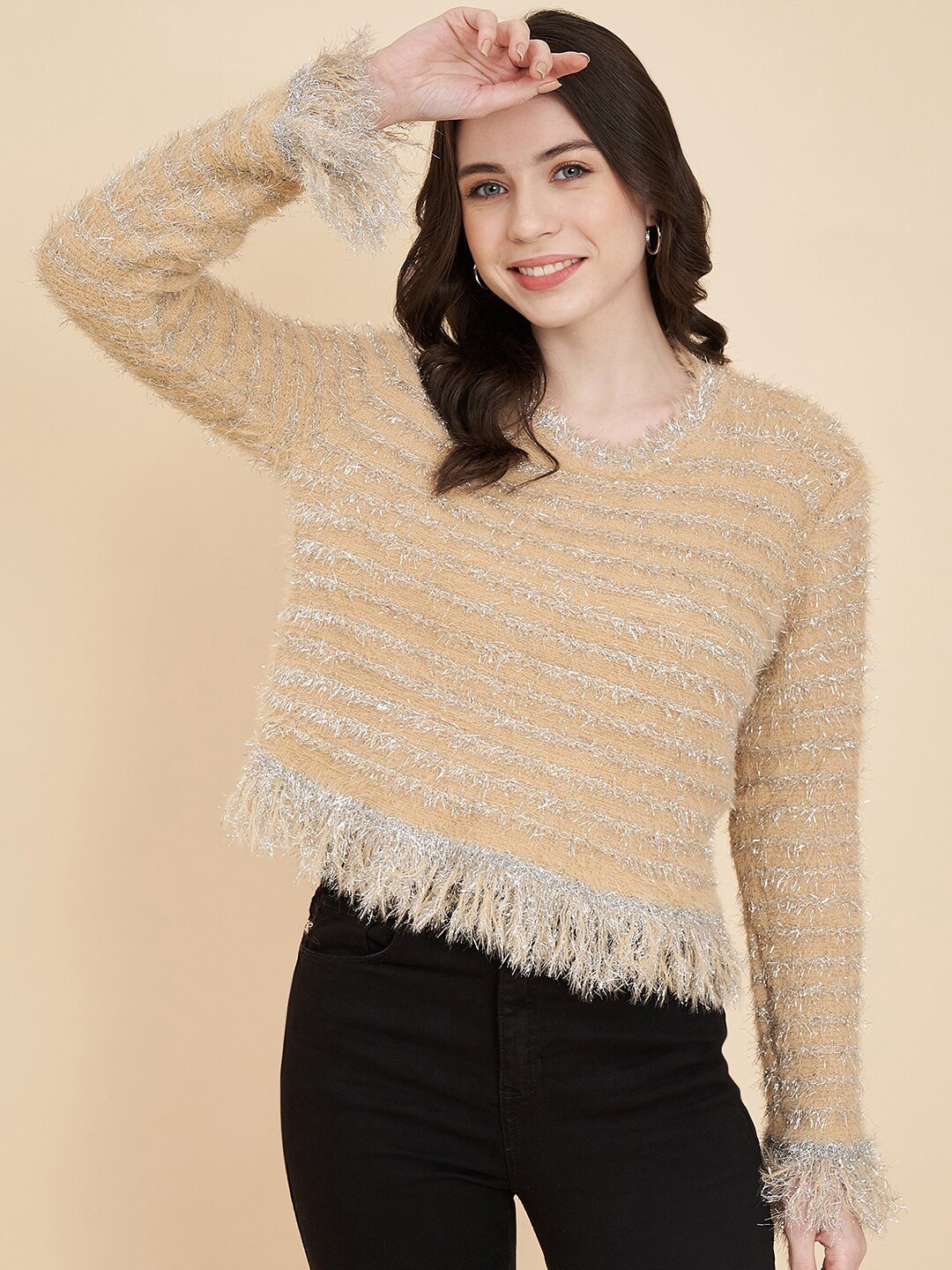 

Chemistry Striped Woollen Pullover, Camel brown