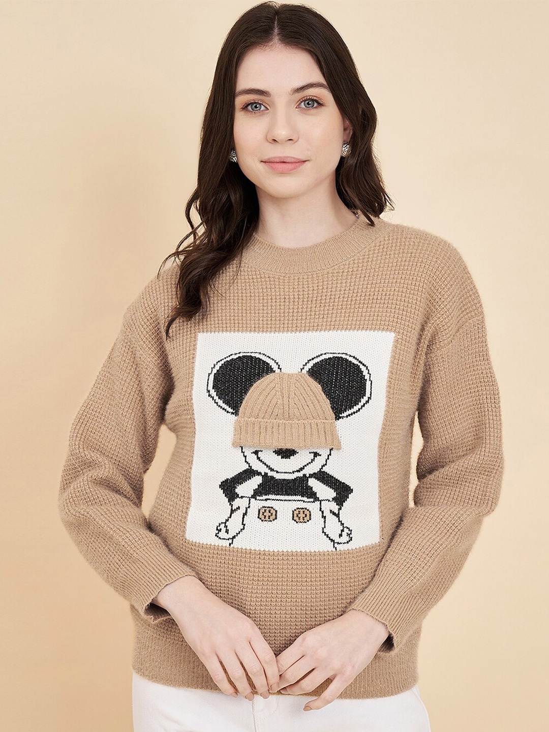 

Chemistry Graphic Printed Woollen Pullover, Camel brown