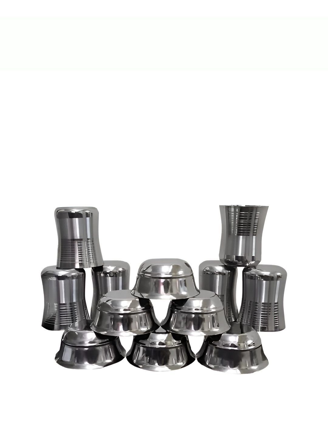 

LEROYAL Silver Toned 12 Pieces Solid Stainless Steel Tumblr Bowls 350 Ml
