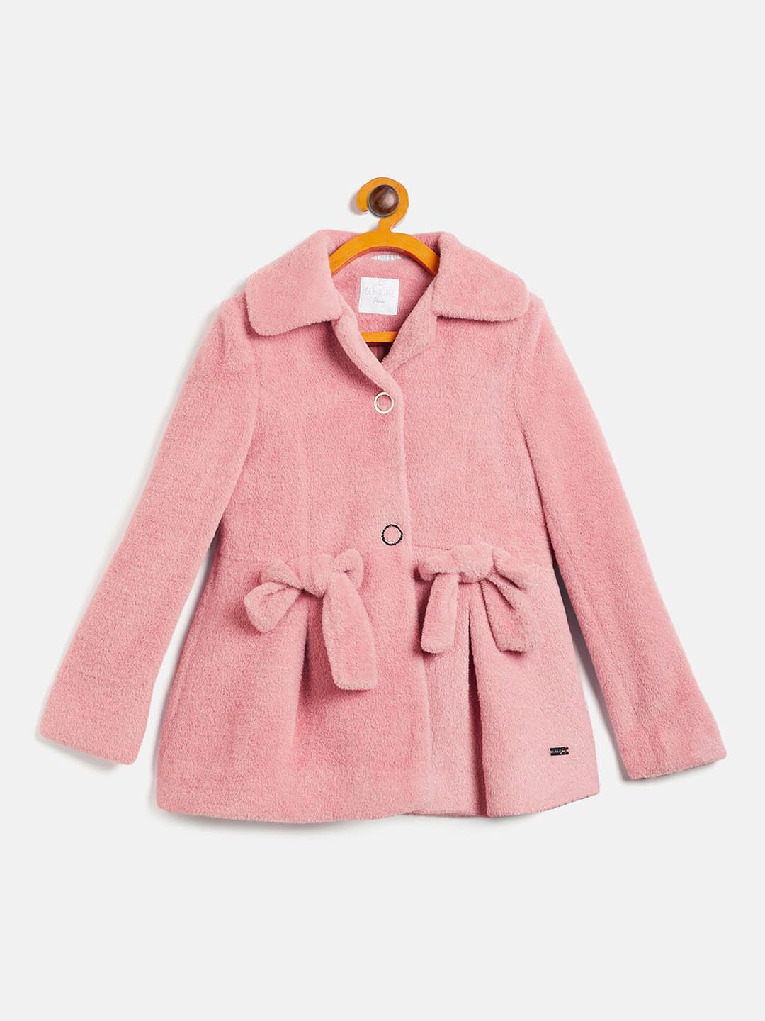 

Ben & Joe Girls Faux Fur Trim Single-Breasted Overcoat, Pink