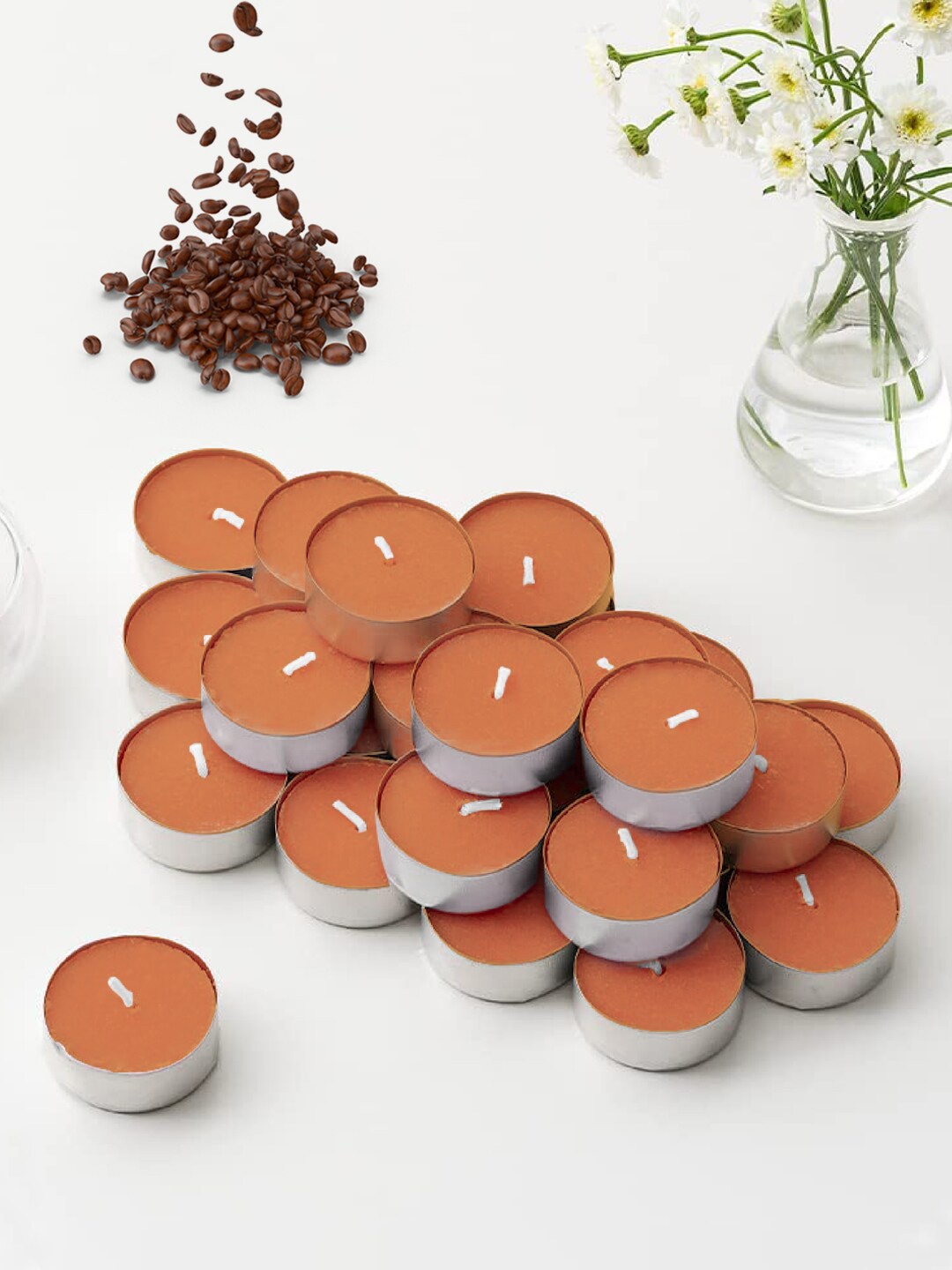 

ThinkArtDecor Orange 24 Pieces Caramel Mocha Scented Tealight Candles
