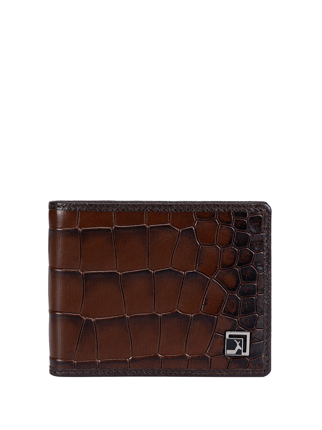 

Da Milano Unisex Textured Leather Two Fold Wallet, Brown