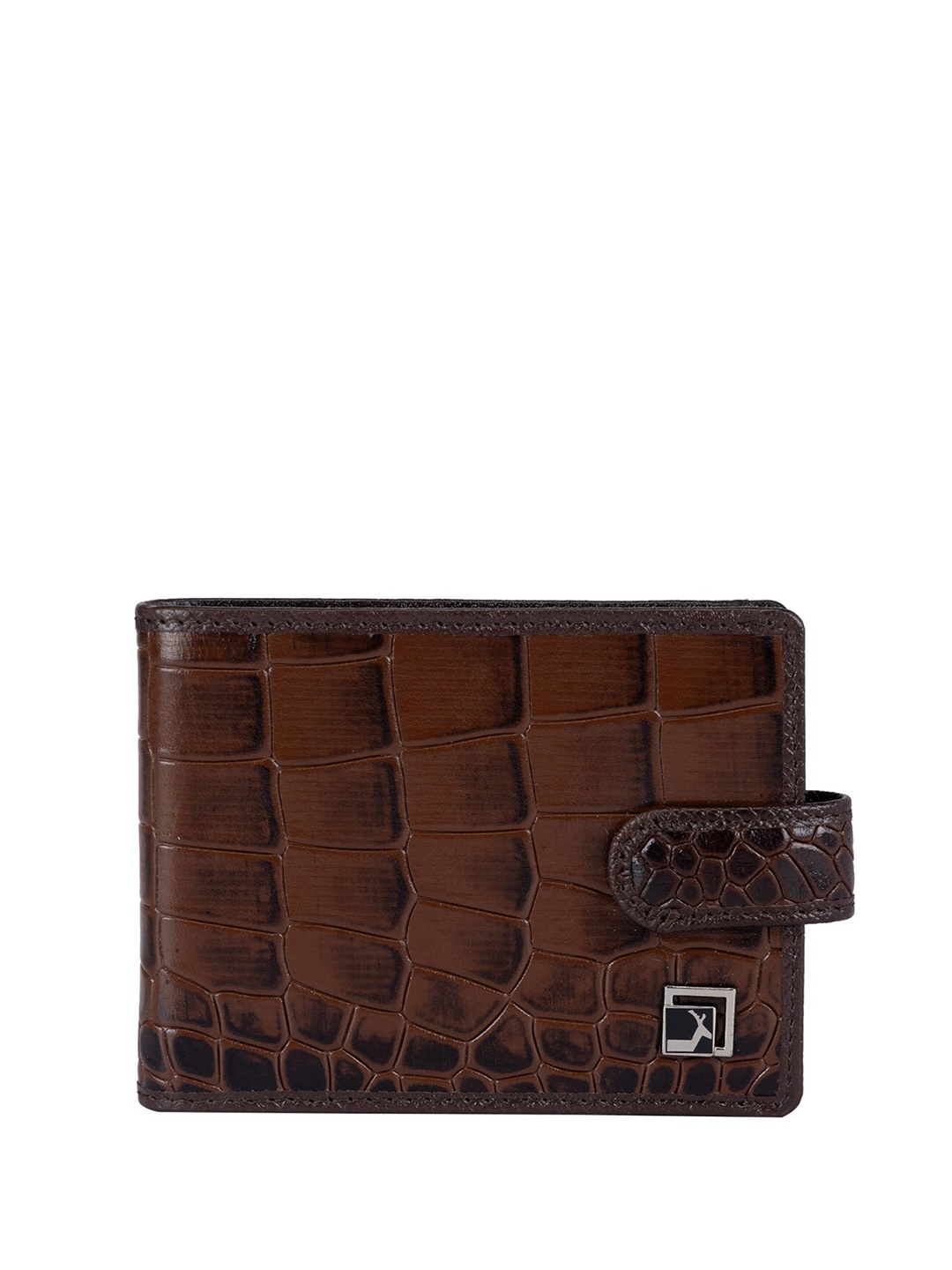

Da Milano Unisex Textured Leather Two Fold Wallet, Brown