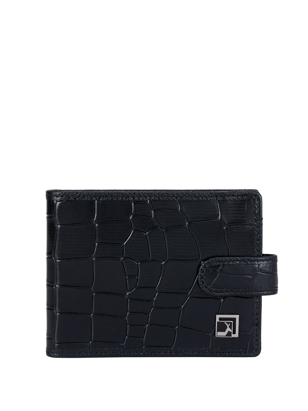 

Da Milano Unisex Textured Leather Two Fold Wallet, Black