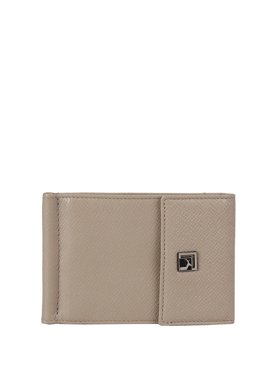 

Da Milano Unisex Textured Leather Three Fold Wallet, Beige