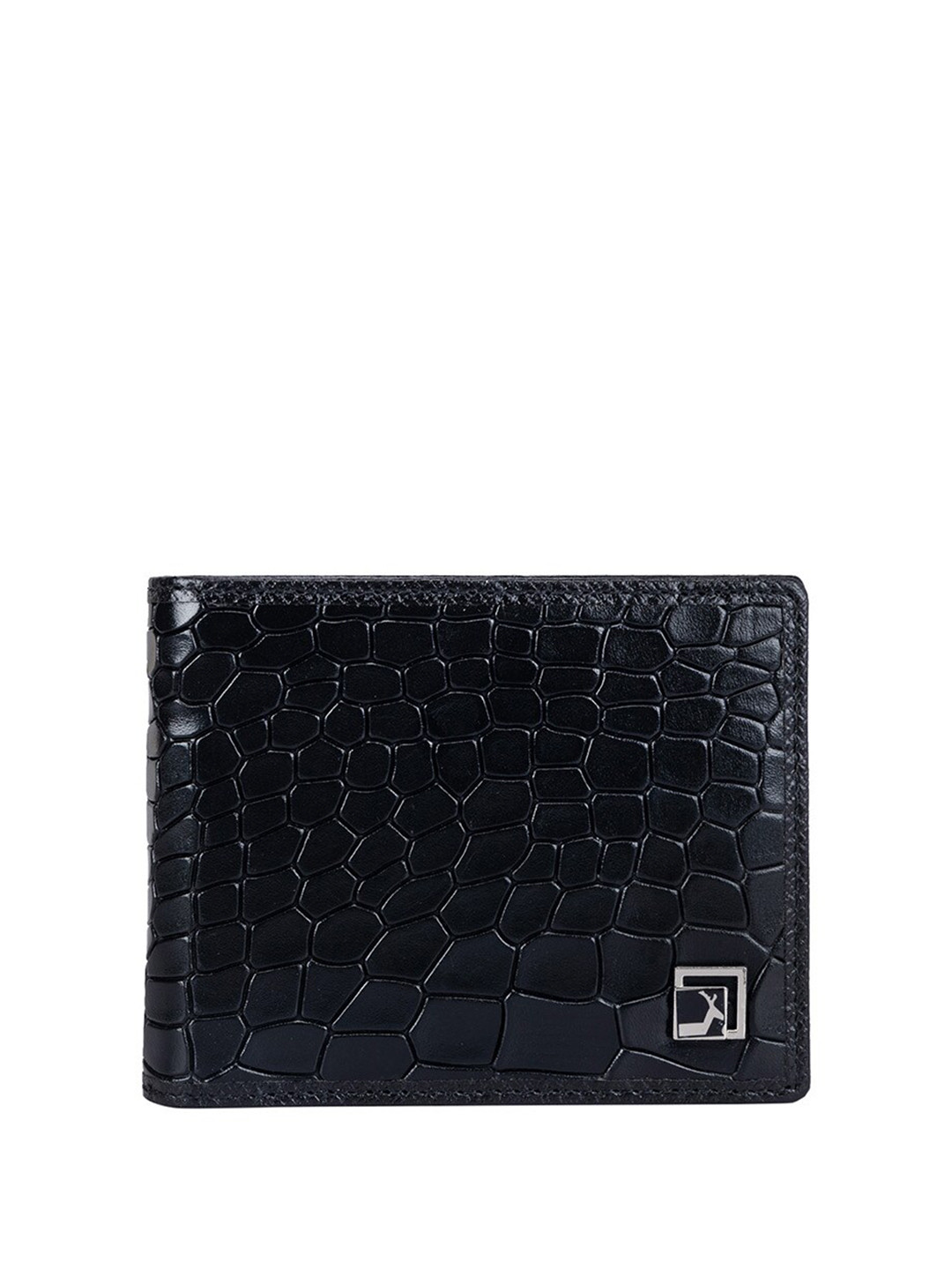 

Da Milano Unisex Textured Leather Two Fold Wallet, Black