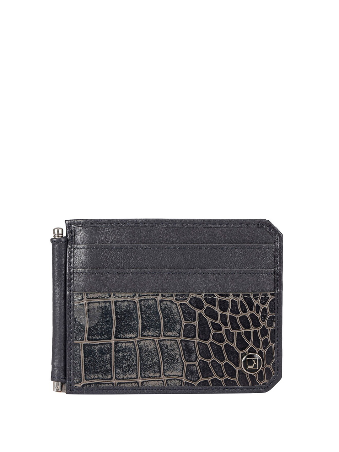 

Da Milano Unisex Textured Leather Two Fold Wallet, Grey