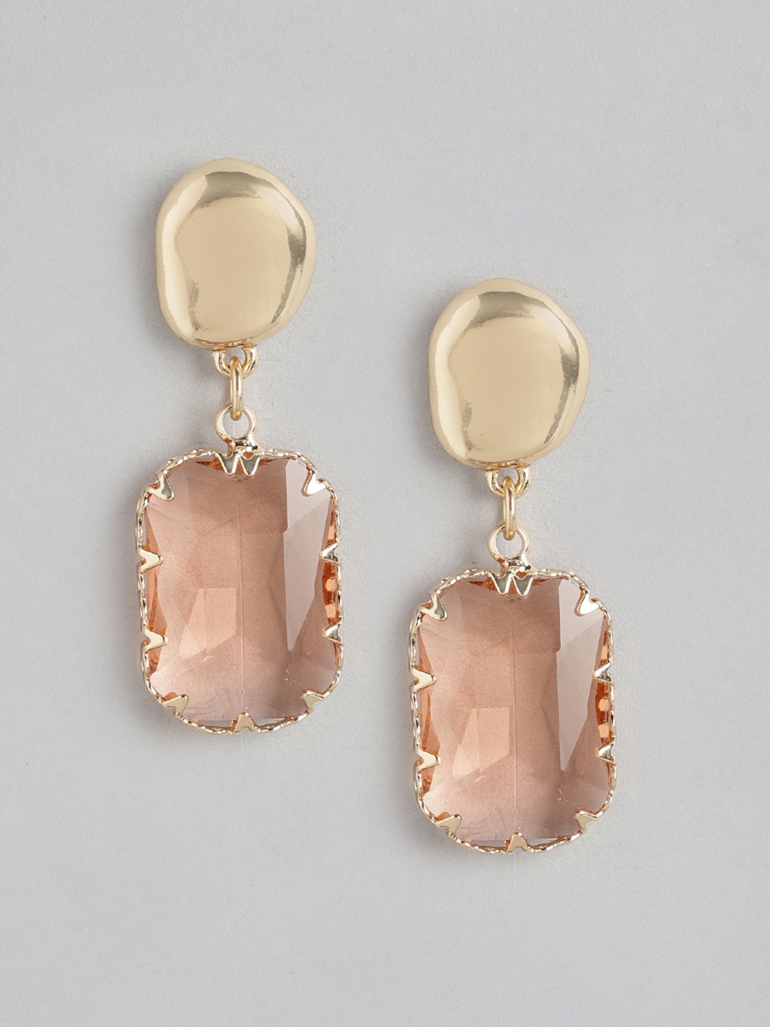 

Forever New Gold-Plated Geometric Drop Earrings, Peach