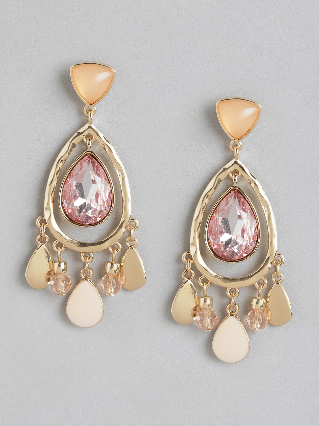 

Forever New Gold-Plated Stones-Studded Teardrop Shaped Drop Earrings, Multi