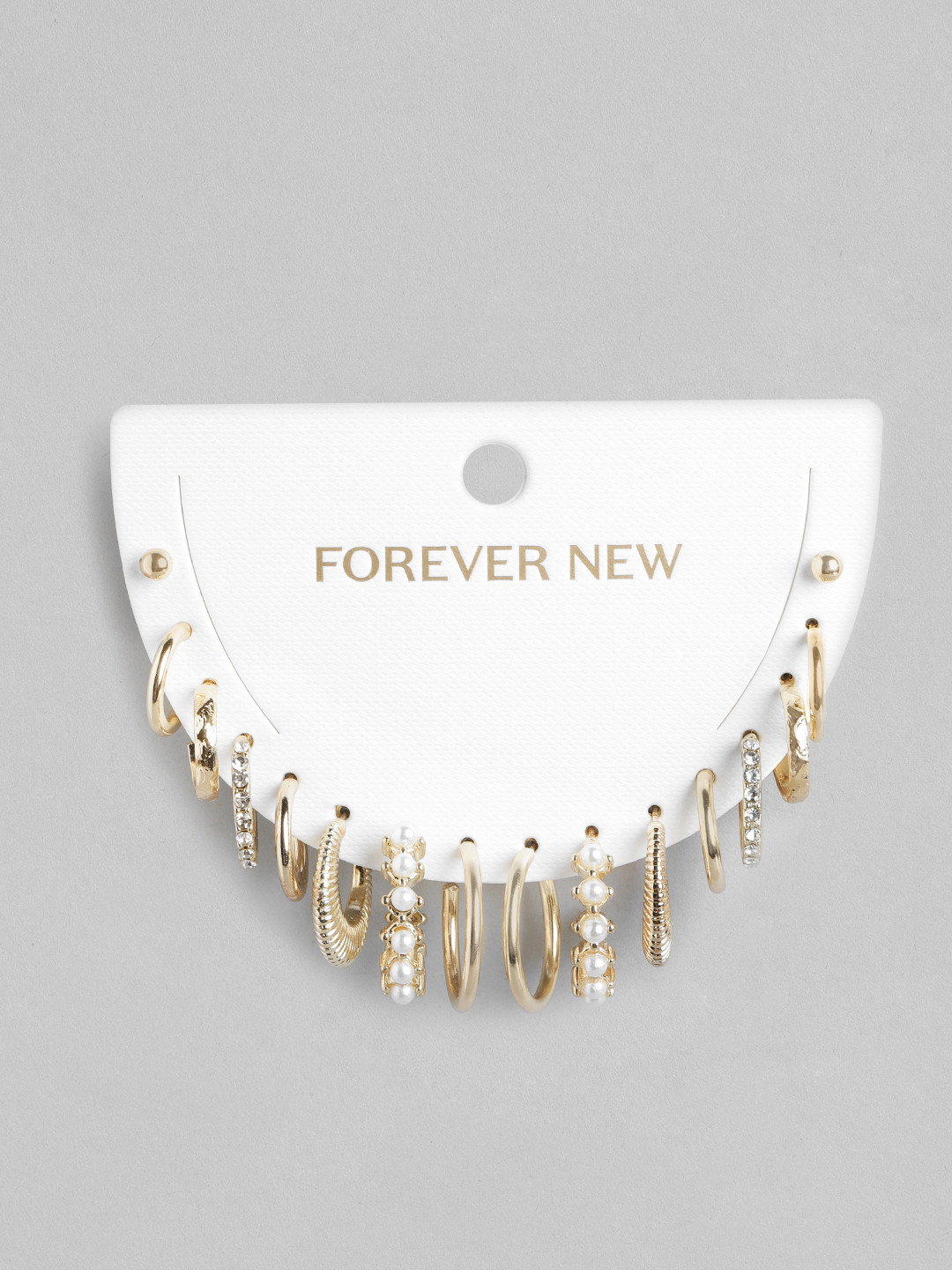 

Forever New Gold-Plated Pearls-Studded Circular Hoop Earrings