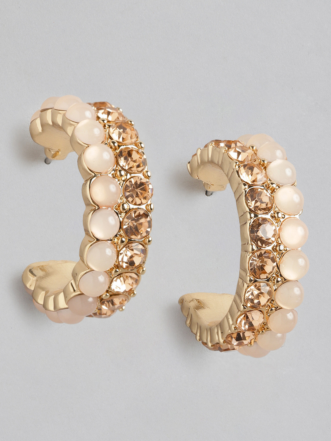 

Forever New Gold-Plated Circular Half Hoop Earrings, Peach