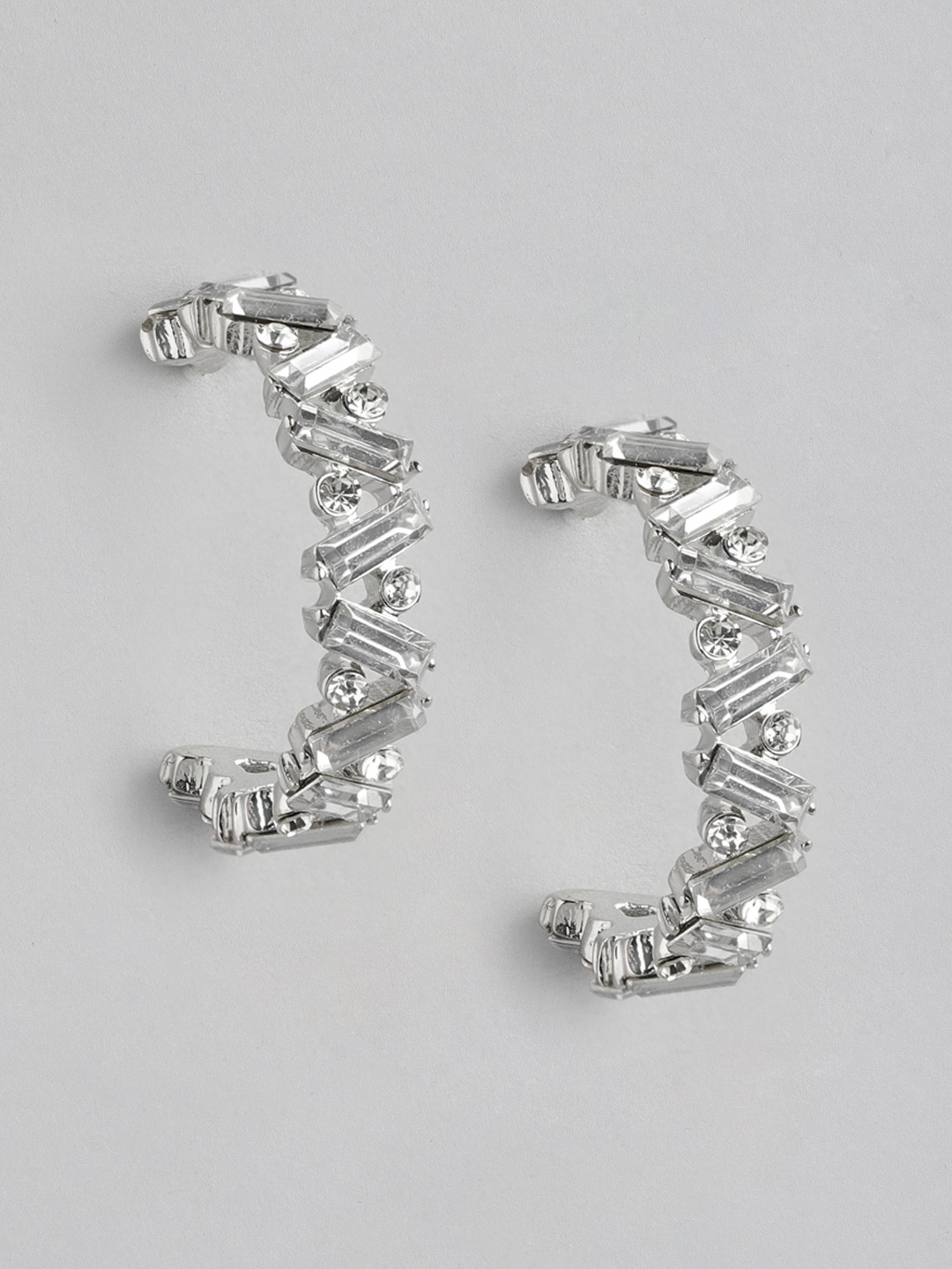 

Forever New Silver-Plated Circular Half Hoop Earrings