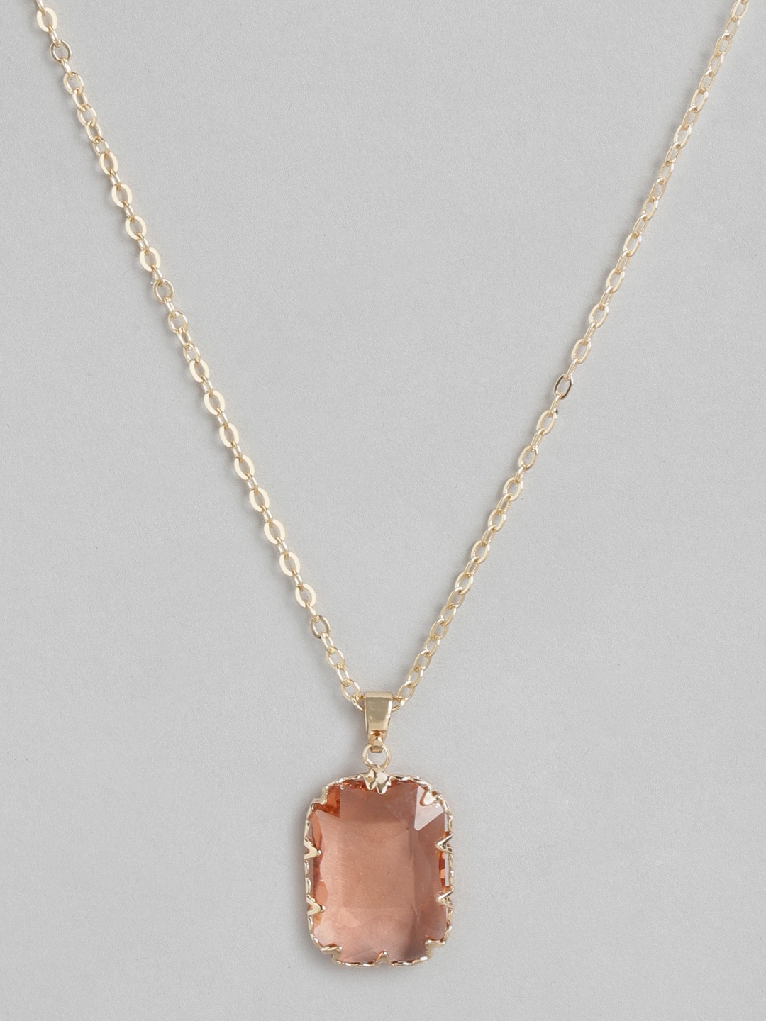 

Forever New Gold-Plated Stones-Studded Statement Necklace, Peach