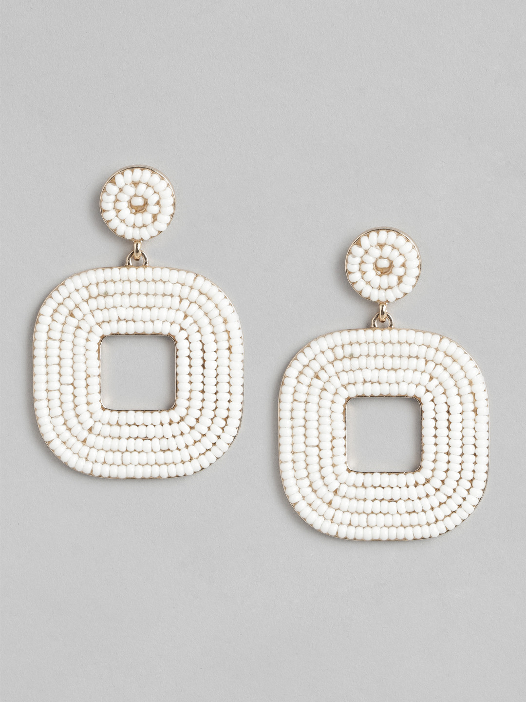 

Forever New Gold-Plated Beaded Geometric Drop Earrings, White