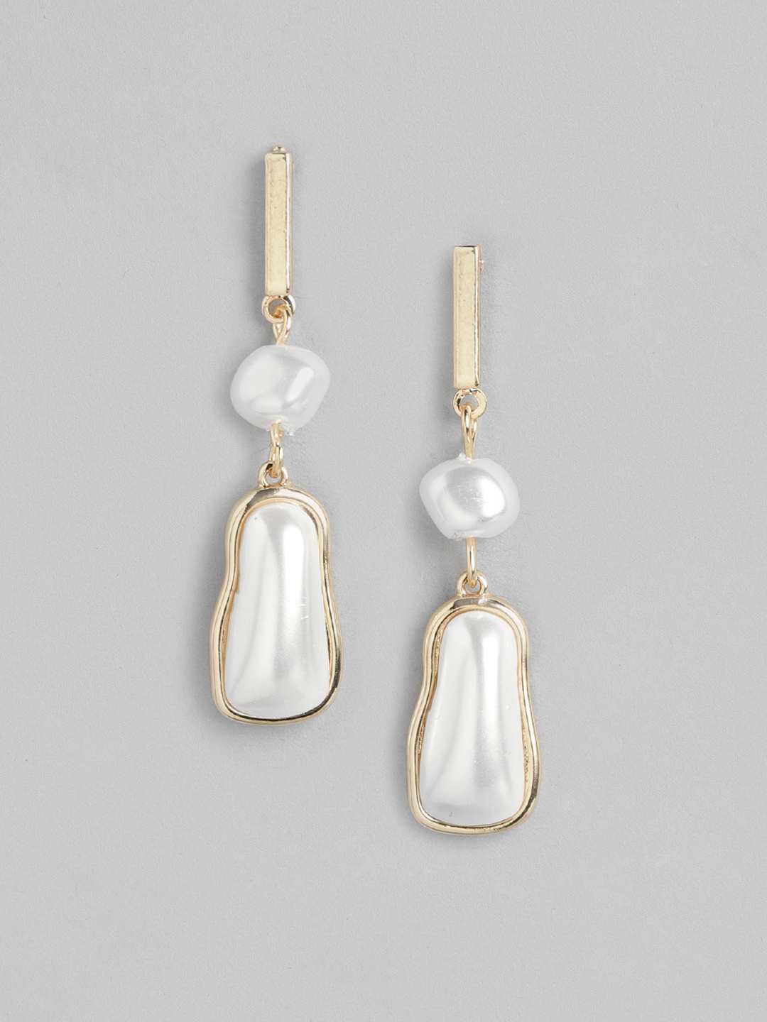 

Forever New Gold-Plated Pearl Studded Classic Drop Earrings, White