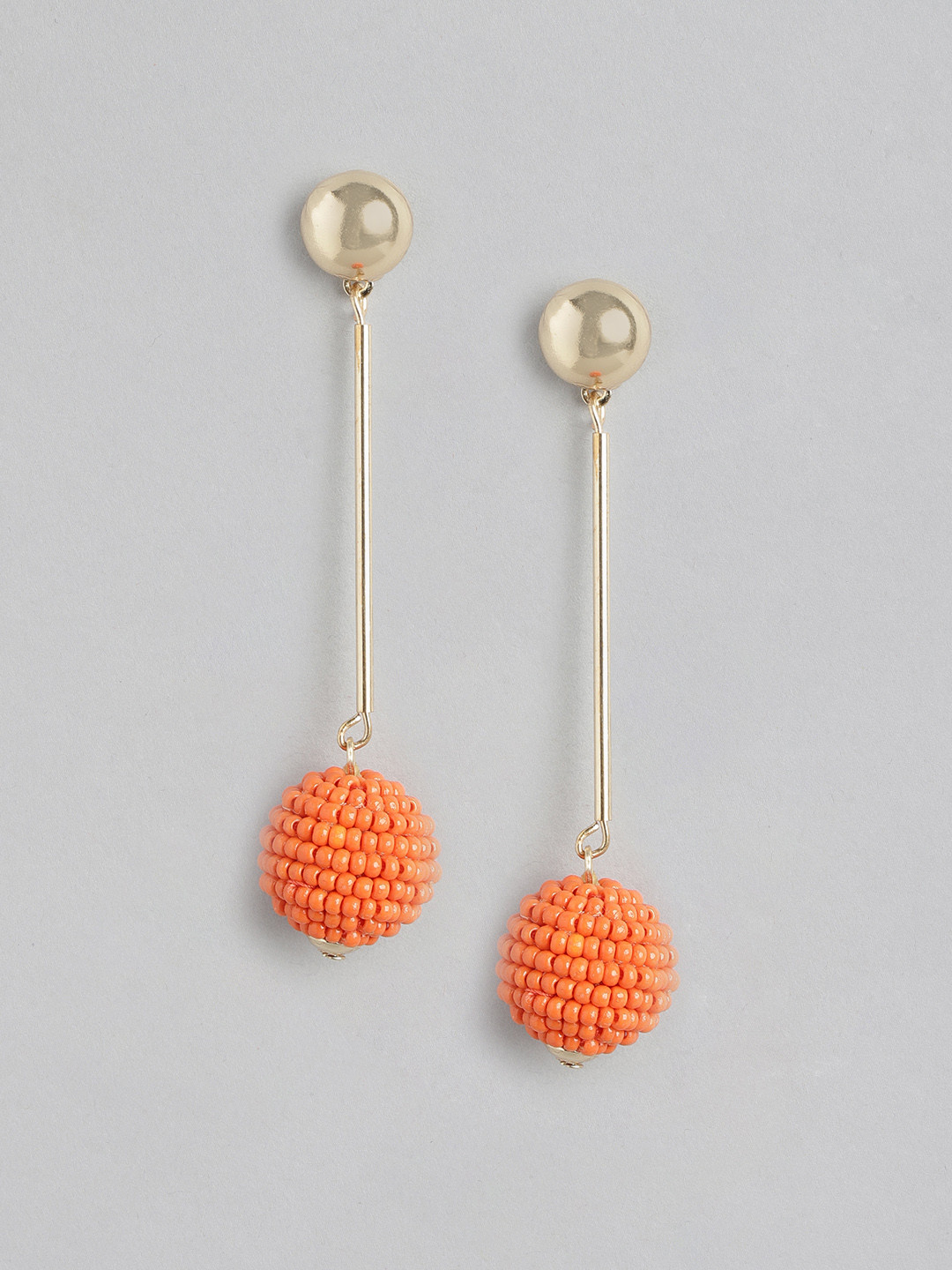 

Forever New Women Gold-Plated Geometric Drop Earrings, Orange