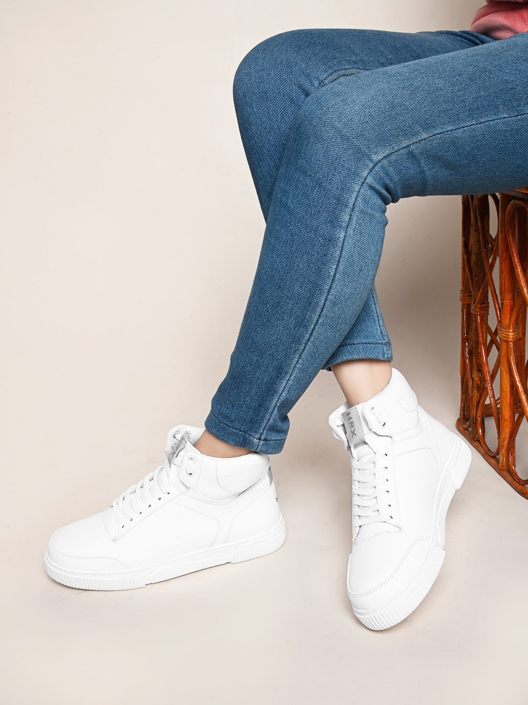 

HRX by Hrithik Roshan Women White Mid Top Lightweight Comfort Insole Sneakers