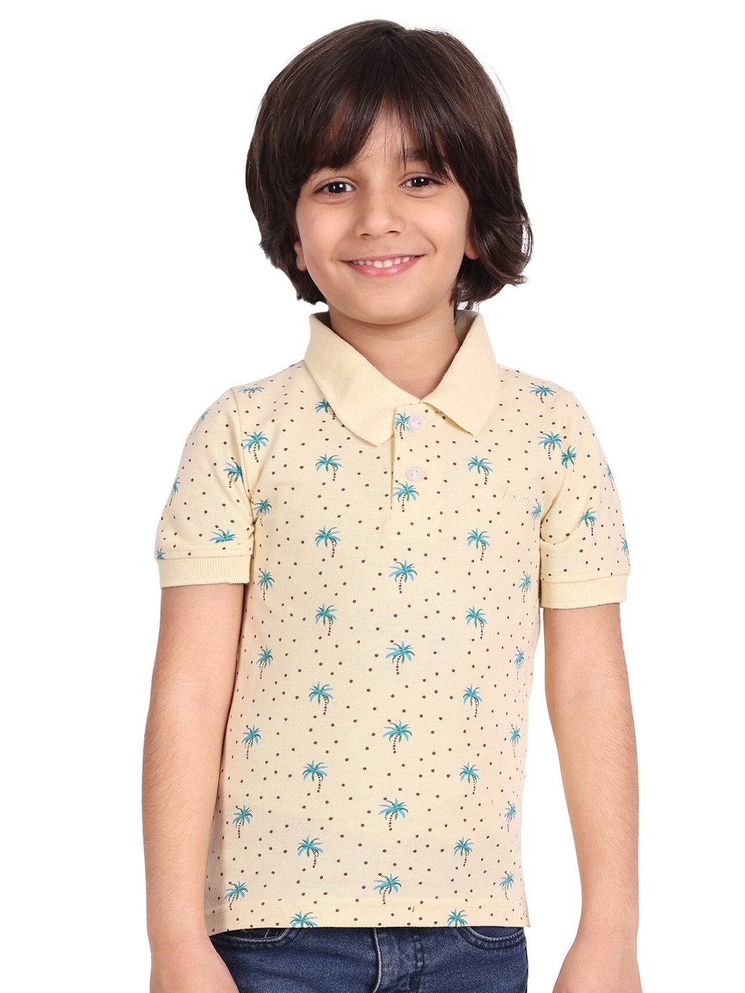 

BAESD Boys Conversational Printed Polo Collar Cotton T-shirt, Yellow
