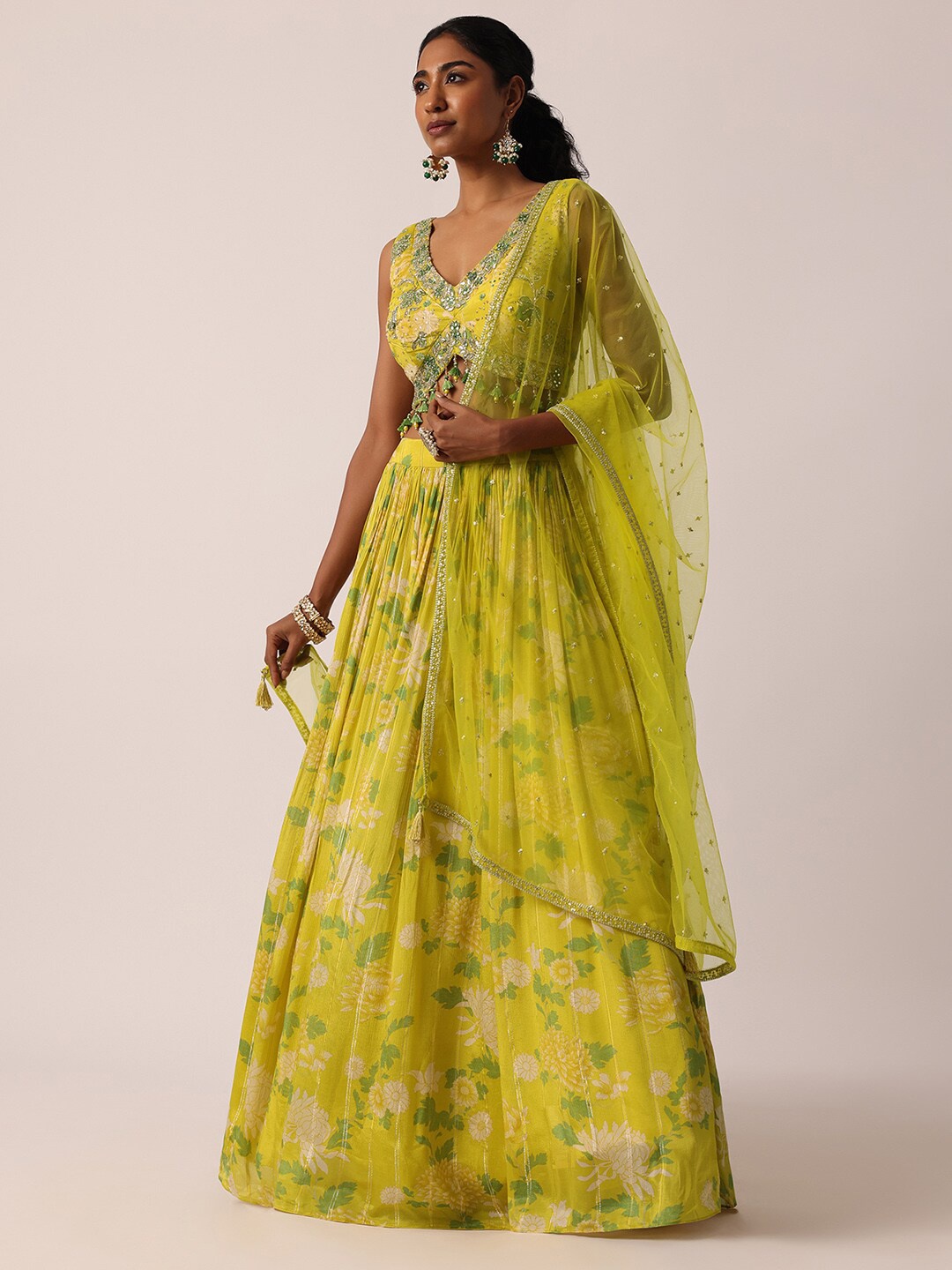 

KALKI Fashion Embroidered Ready to Wear Lehenga & Blouse With Dupatta, Yellow