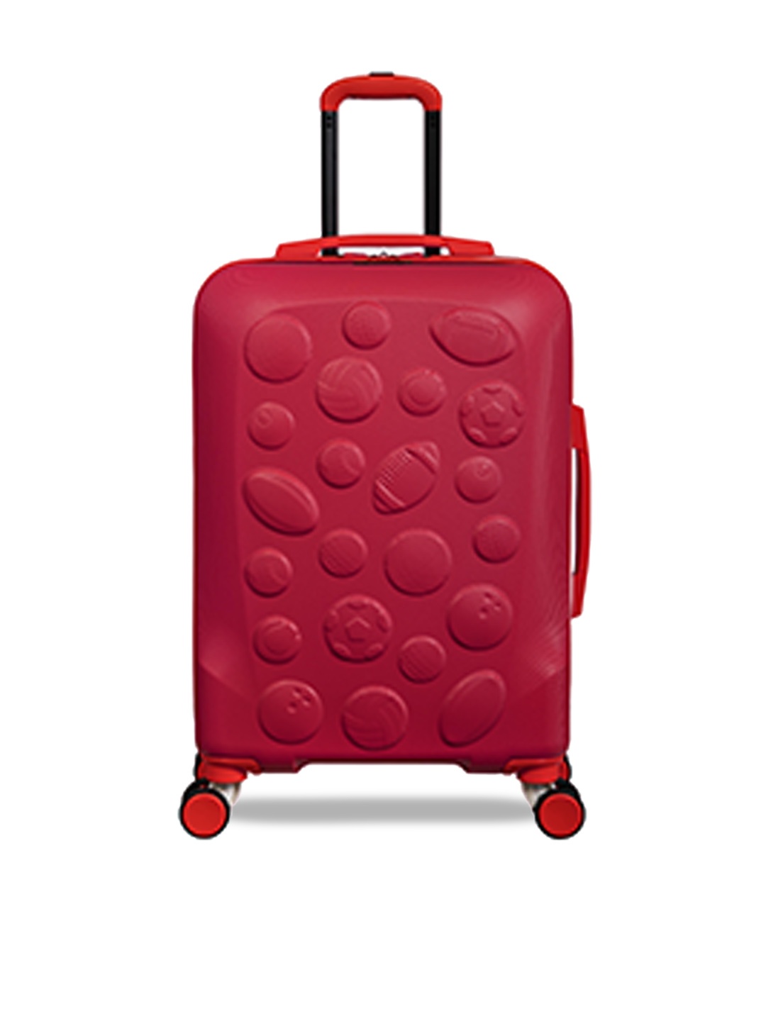 

IT luggage Half Time Kids Textured Hard-Sided Cabin Trolley Bag, Red