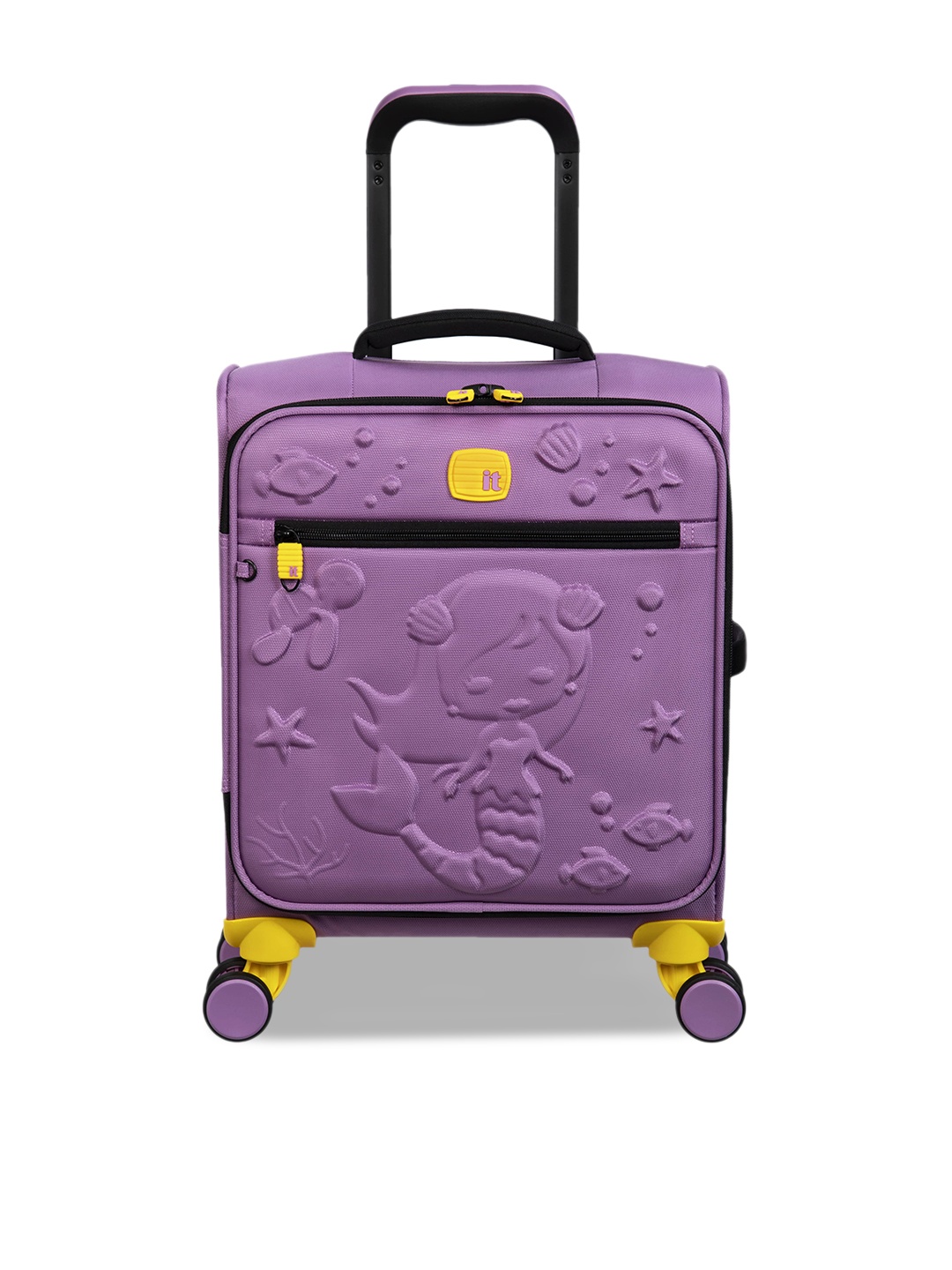 

IT luggage Mermaid Kids Textured Hard-Sided Cabin Trolley Suitcase, Purple