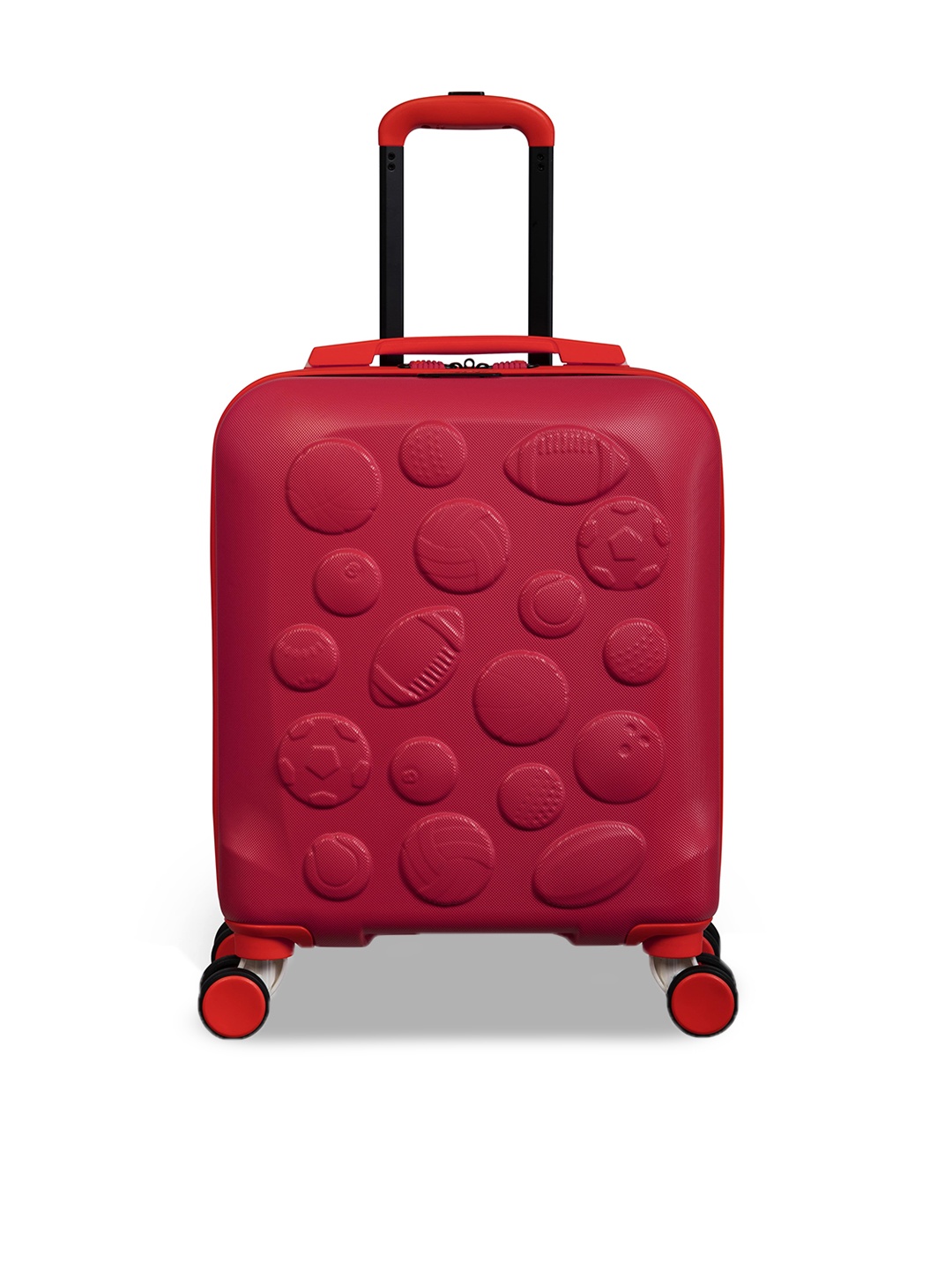

IT luggage Half Time Kids Textured Hard-Sided Cabin Trolley Bag, Red