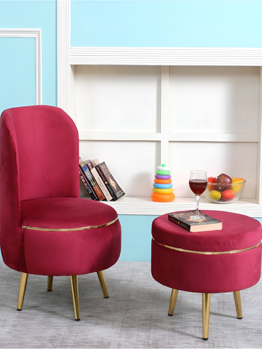 

Shadowkart Ottoman Pouffes Sitting Mudda Puffies Stool 18x18x32 Inch, Maroon