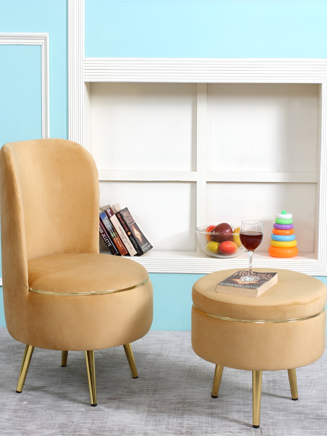 

Shadowkart Beige Wooden Ottomans