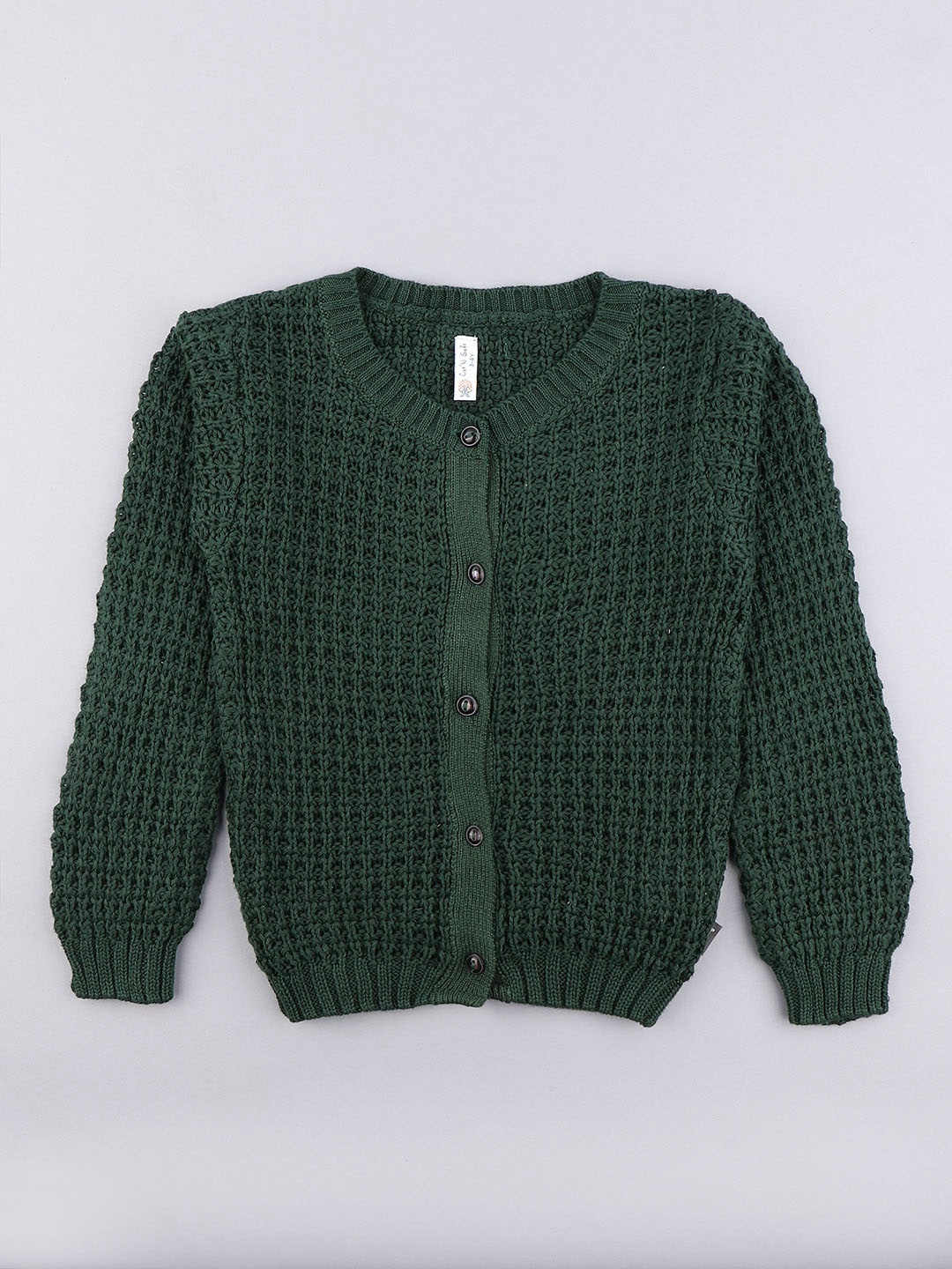 

Cot'N Soft Boys Open Knit Self Design Cardigan Sweater, Green