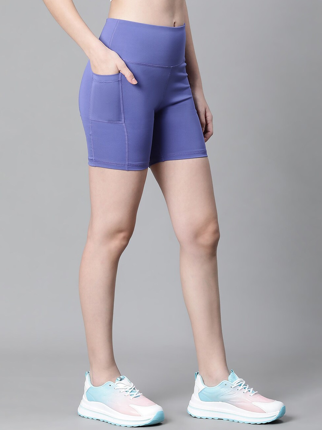 

ATHLISIS Women Skinny Fit Gym Sports Shorts, Blue