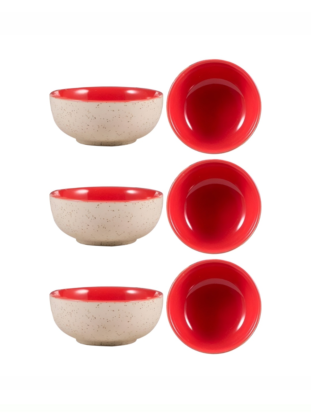 

caffeine Red & Beige Ceramic Microwave Safe Matte Finish Bowls
