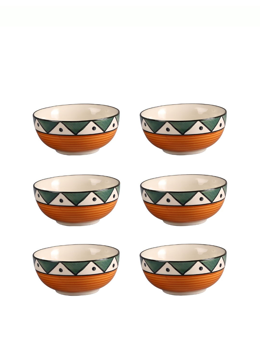 

caffeine Beige & Orange Ceramic Microwave Safe Glossy Finish Bowls