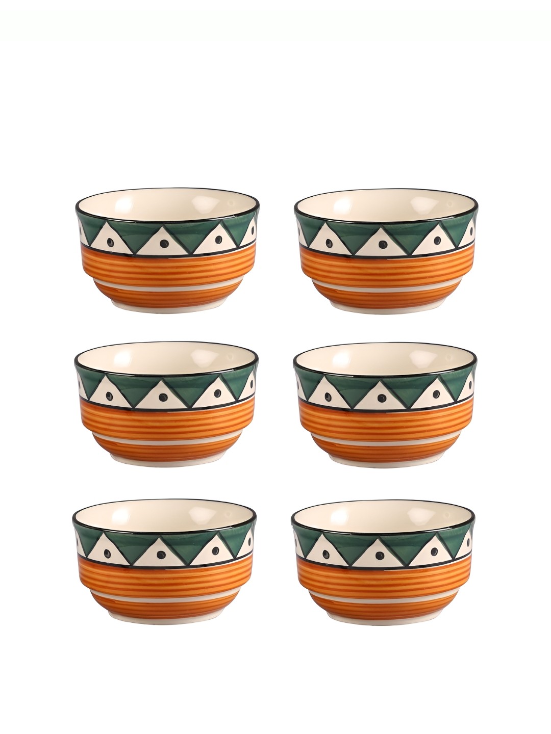

caffeine Beige & Orange Ceramic Microwave Safe Glossy Finish Bowls