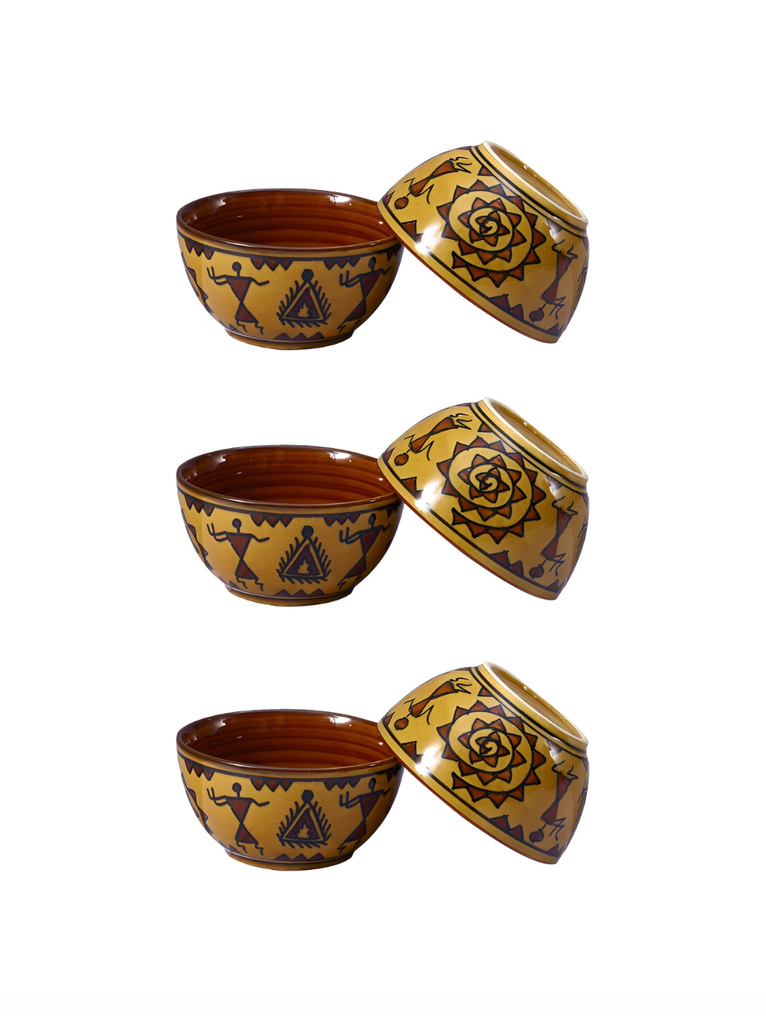 

caffeine Brown Ceramic Microwave Safe Glossy Finish Bowls