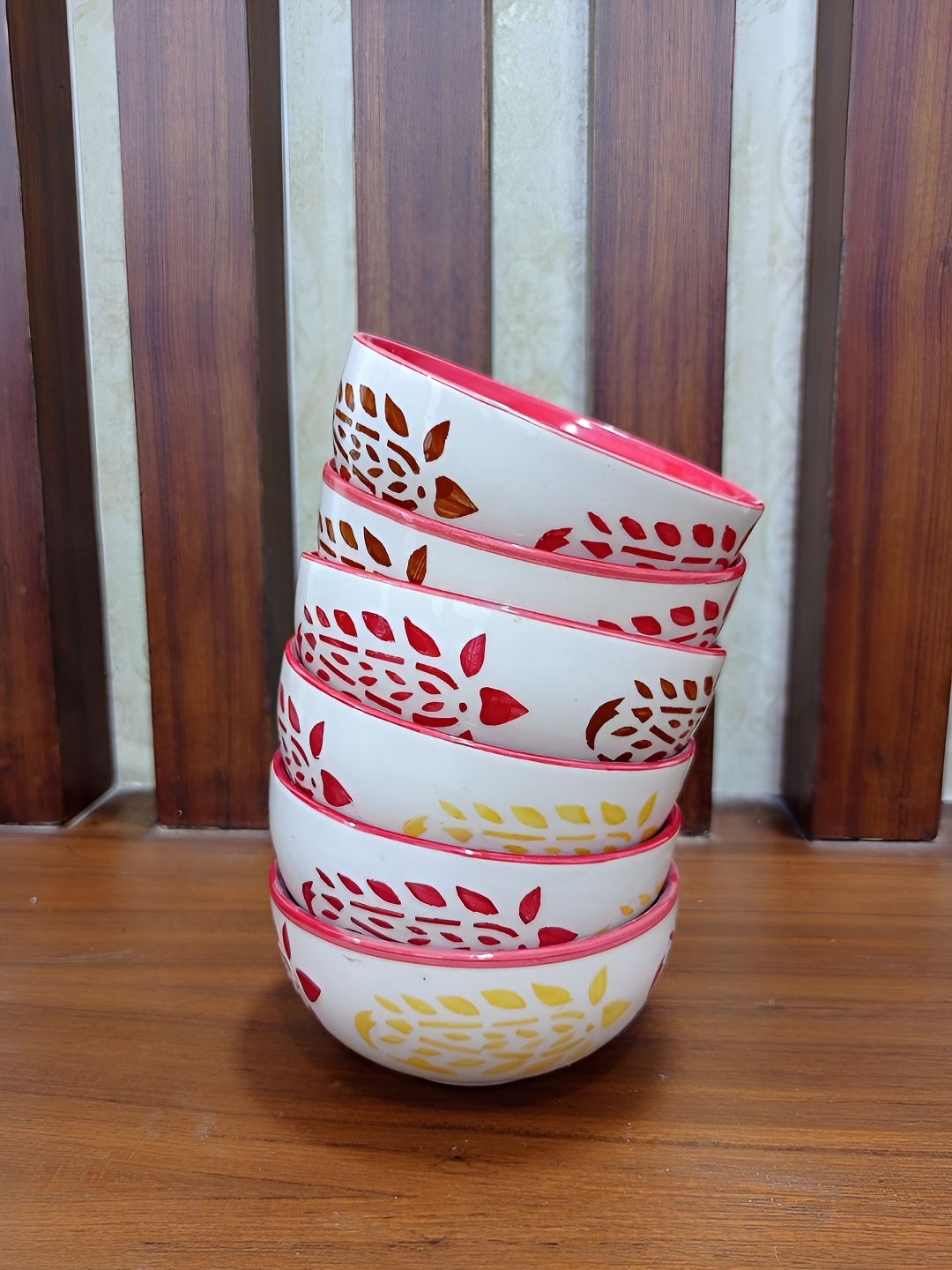 caffeine White & Red Ceramic Microwave Safe Glossy Finish Bowls