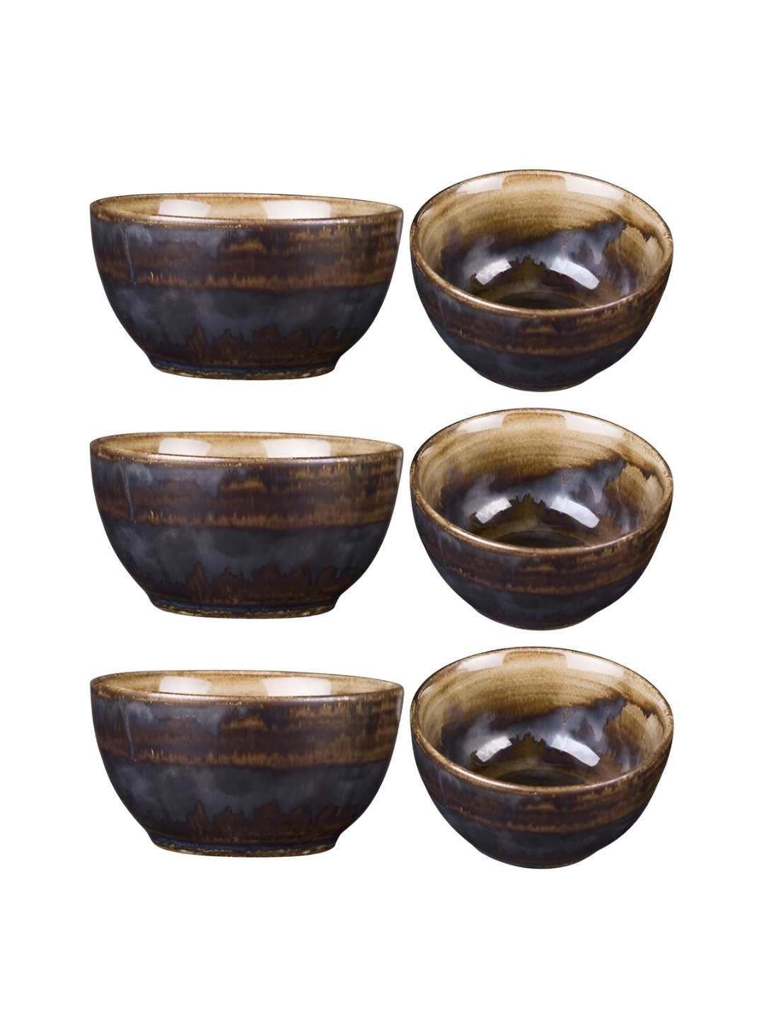 caffeine Brown 6 Pieces Ceramic Microwave Safe Fashion Bowl
