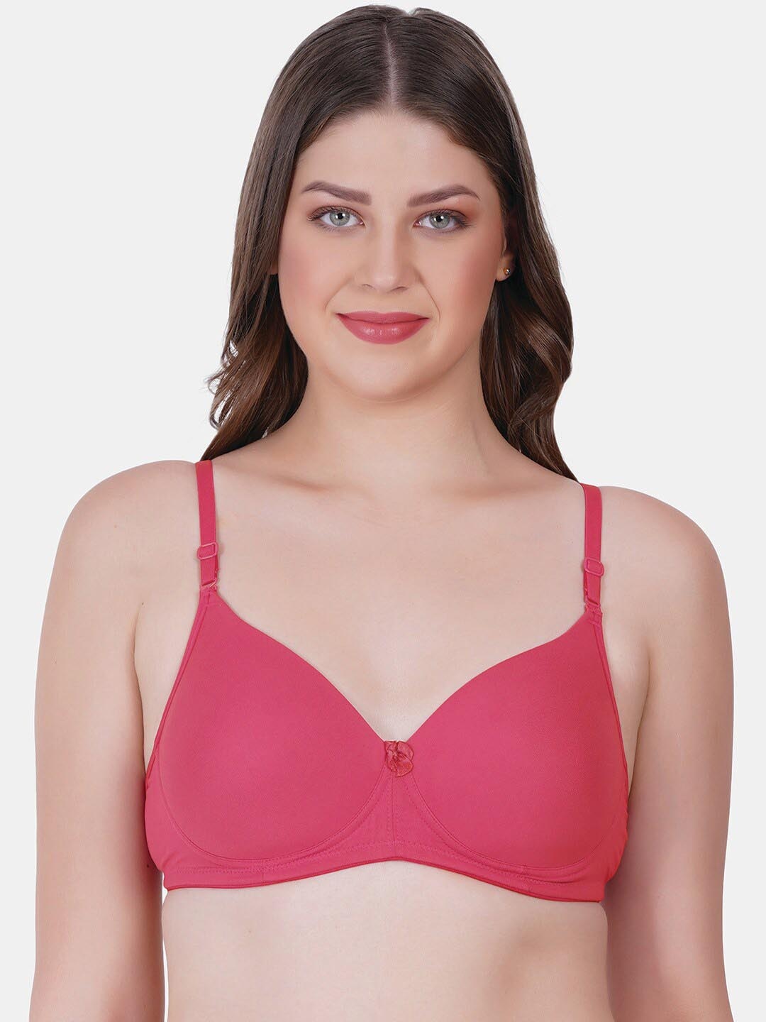 

Reveira Full Coverage Lightly Padded Dry Fit T-shirt Bra With All Day Comfort, Pink