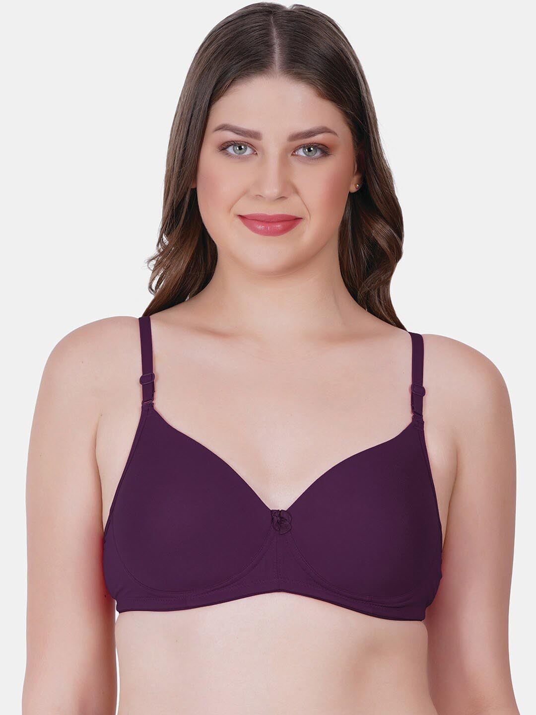 Reveira Lightly Padded Medium Coverage Dry Fit All Day Comfort Seamless Push-Up Bra, Purple