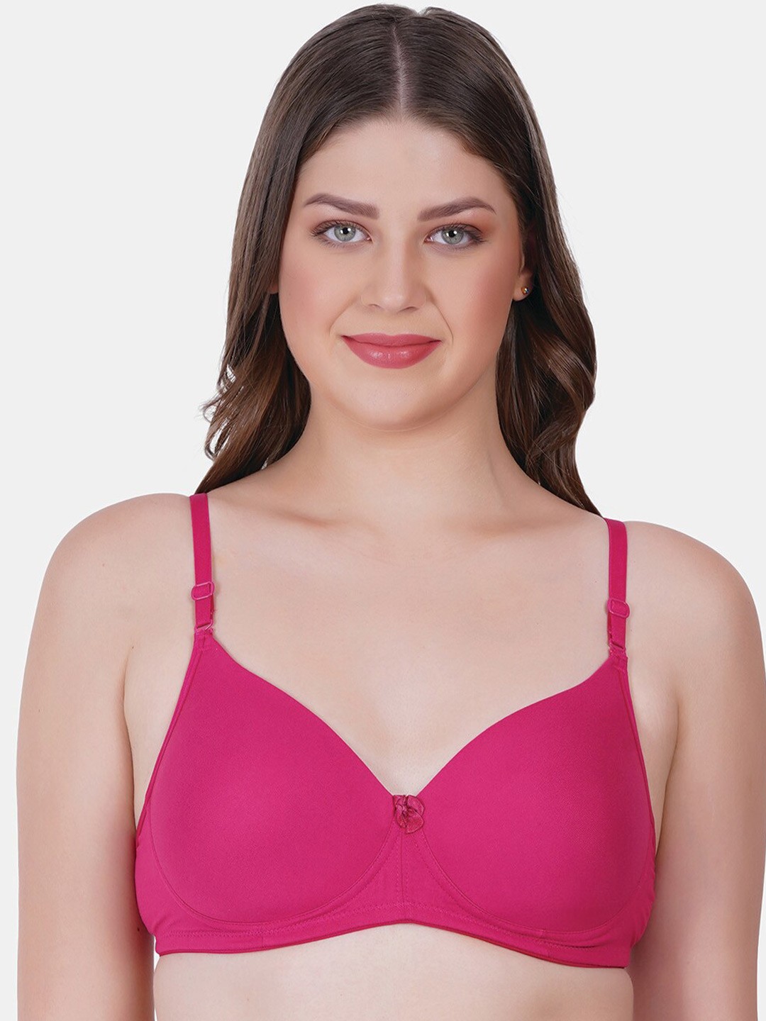 

Reveira Full Coverage Lightly Padded Dry Fit T-shirt Bra With All Day Comfort, Pink