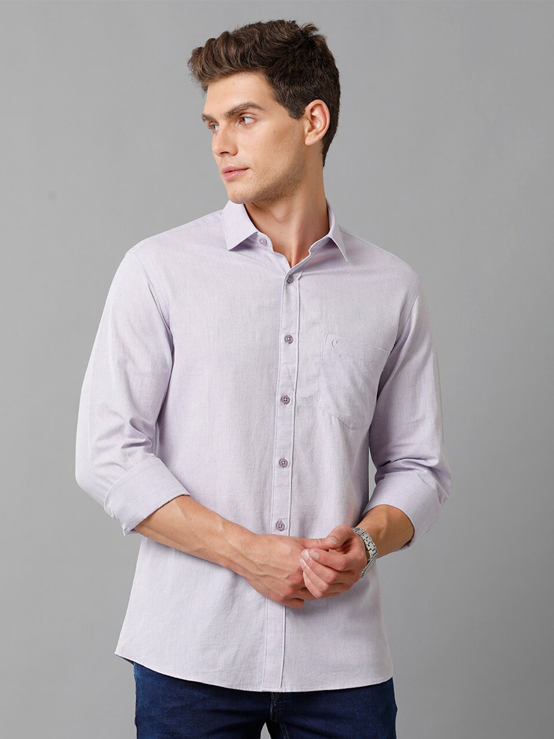 

CAVALLO by Linen Club Contemporary Slim Fit Comfortable Casual Shirt, Grey
