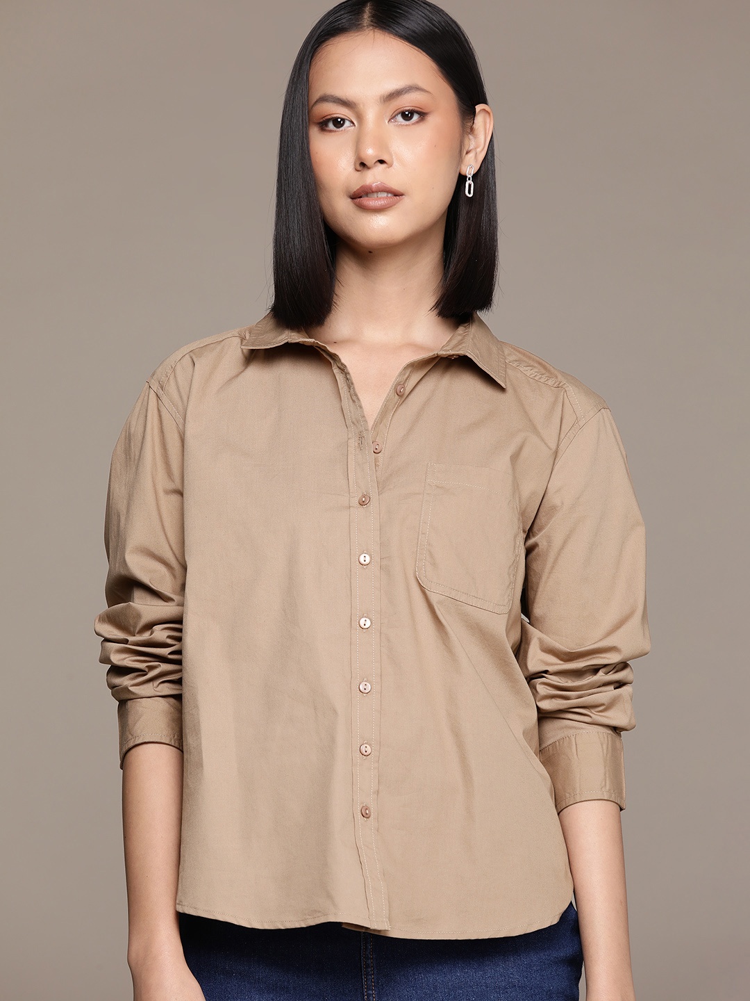 

Roadster Pure Cotton Casual Shirt, Brown
