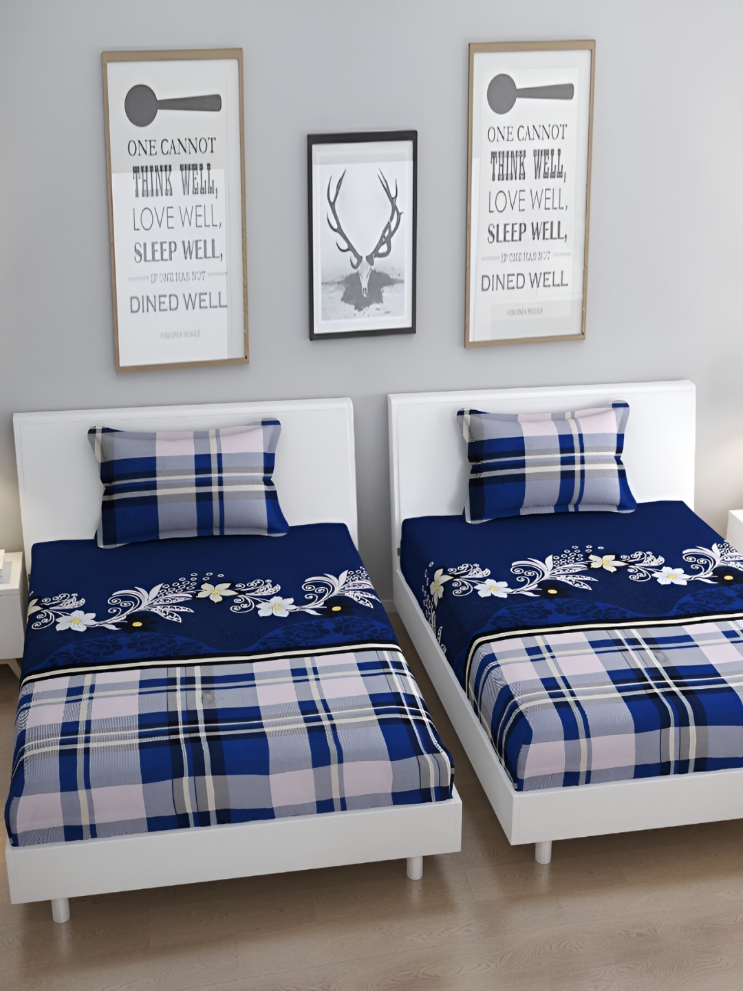 

Bromwick Blue & White Floral Cotton 210 TC 2 Single Bedsheet With 2 Pillow Covers