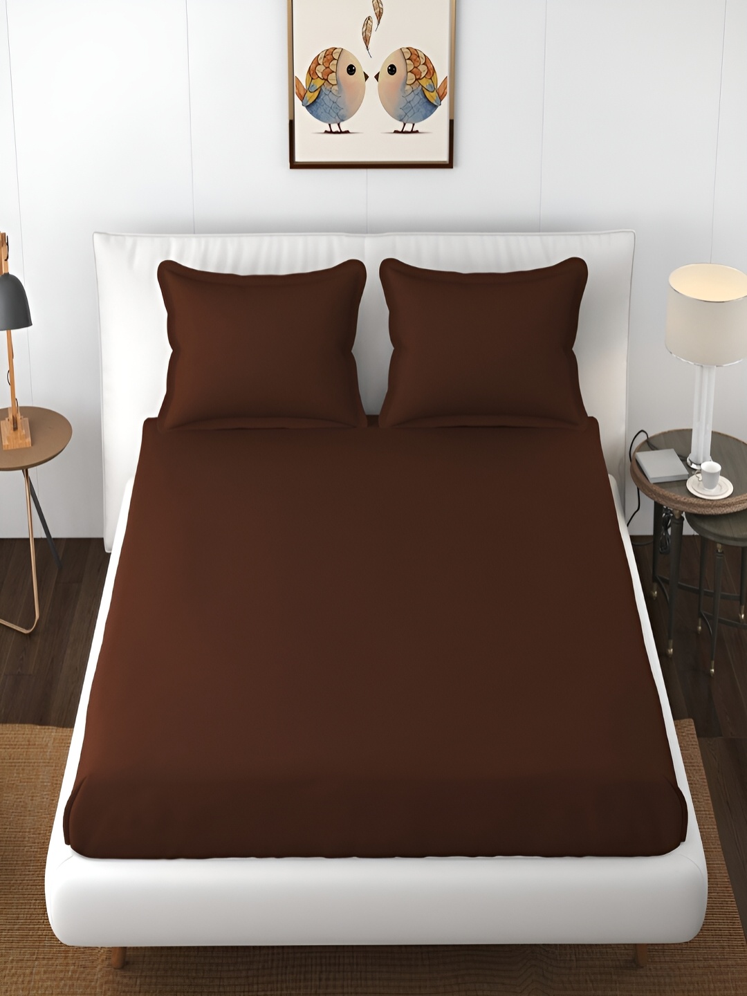 

Bromwick Brown Cotton 210 TC Queen Bedsheet With 2 Pillow Covers