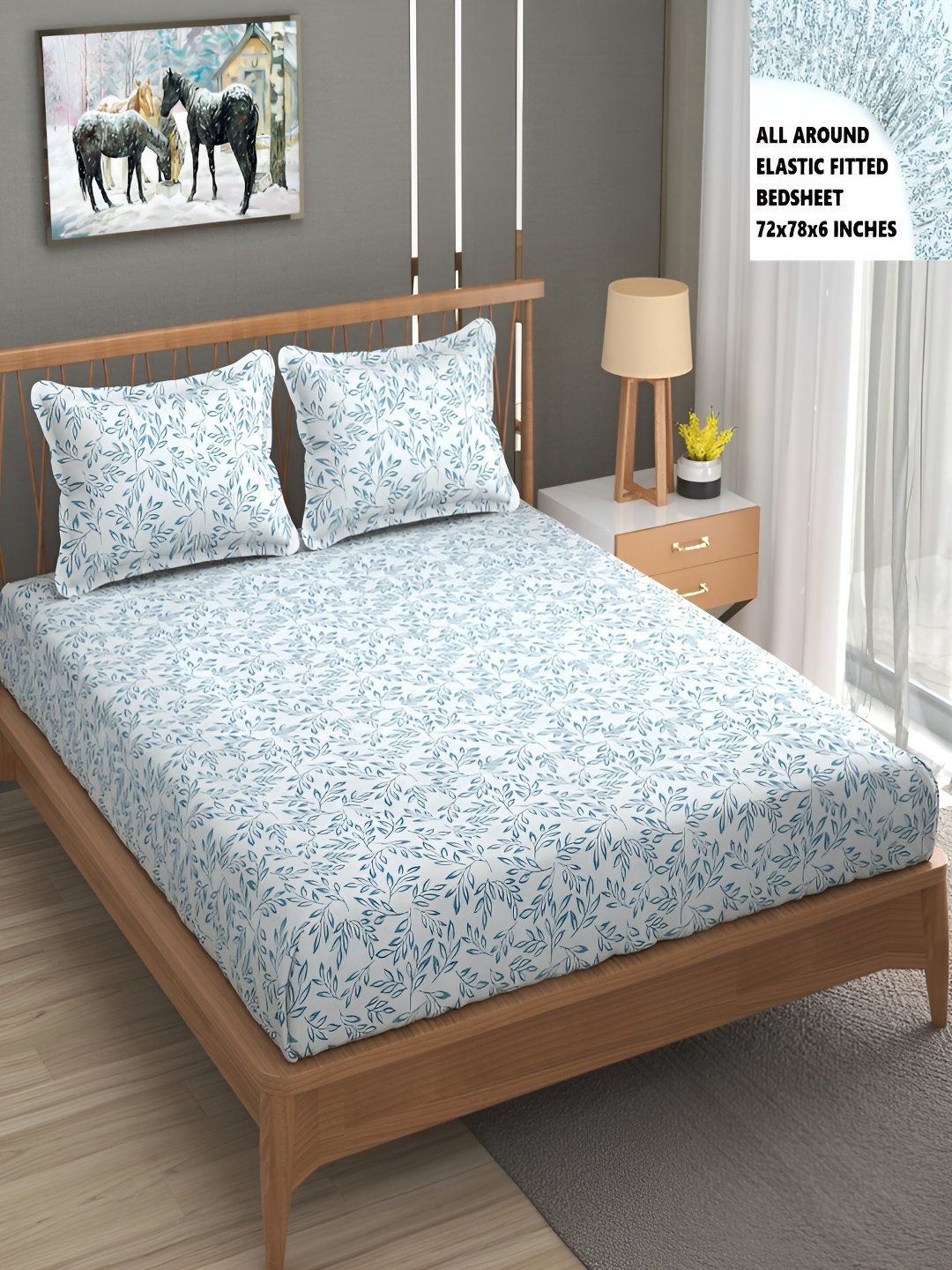 

Bromwick Blue& White Floral Cotton 210 TC Crib Bedsheet with 2 Pillow Covers